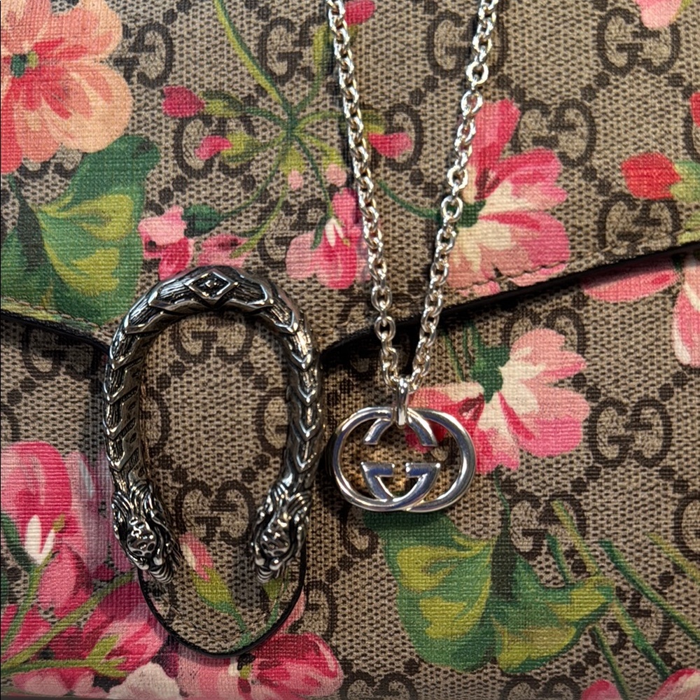 Gucci Silver Necklace with Double G Charm - Bag Sold Separately